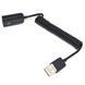 Кабель USB удлинитель 1м (папа - мама) спиральная навивка extender подключение флешки 4998 фото 2
