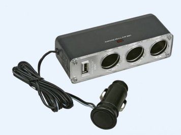 Тройник от прикуривателя, автомобильный, + 1 порт USB, удлинитель 0,6 м 0456 фото