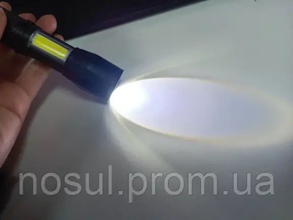 Ліхтар тактичний міні компактний CREE Q5+COB Light 300 LM micro USB вбудована батарея тактичний живлення micro USB 4743-2 фото