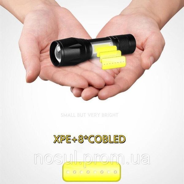 Ліхтар тактичний міні компактний CREE Q5+COB Light 300 LM micro USB вбудована батарея тактичний живлення micro USB 4743-2 фото