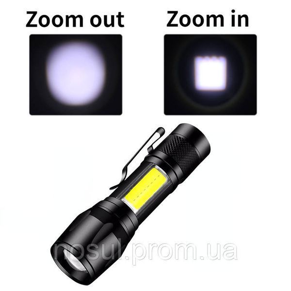 Ліхтар тактичний міні компактний CREE Q5+COB Light 300 LM micro USB вбудована батарея тактичний живлення micro USB 4743-2 фото