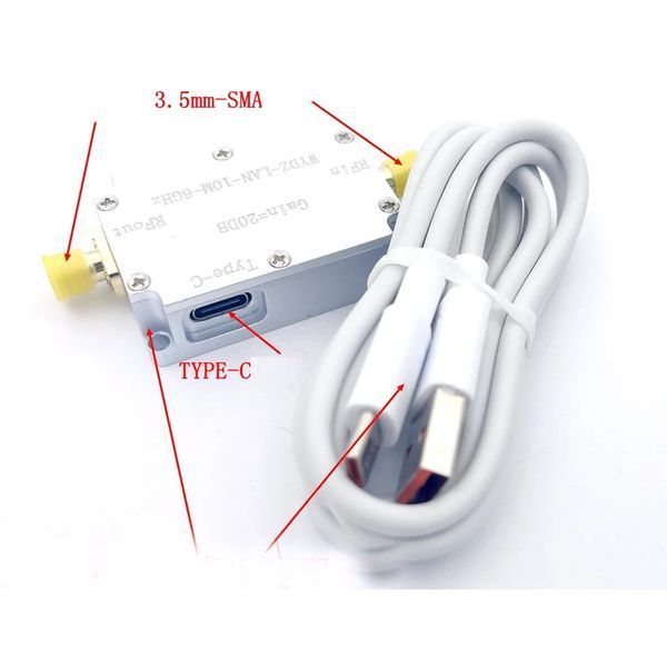 WYDZ-LAN Усилитель антенный (диапазон 10 MHz...6 GHz) -30DB- дБ разъем SMA female питание USB алюминиевый корпус Компактный усилитель сигнала, работающий в диапазоне частот от 10 МГц до 6 ГГц (GPS/GNSS; прием/передача; работа с SDR; усиление сигнала ПЧ).  7837-3 фото