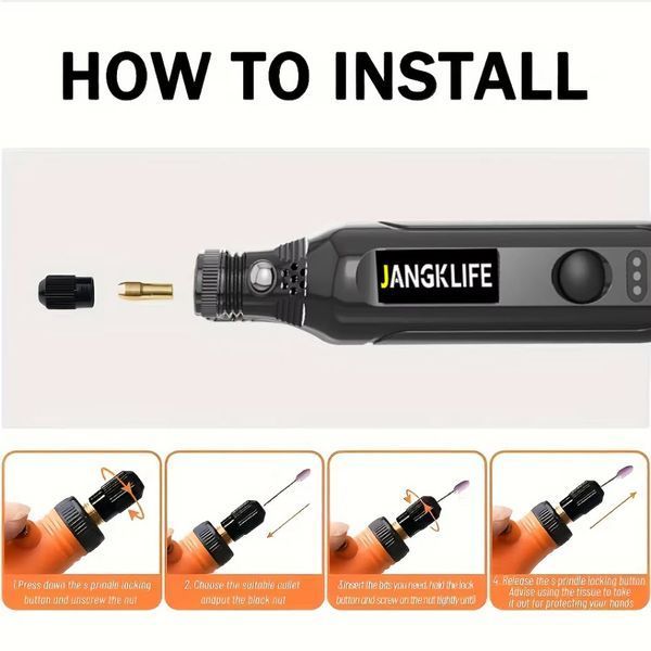 JANGKLIFE USB минигравер дрель инструмент акумуляторный ручной портативный автономный (