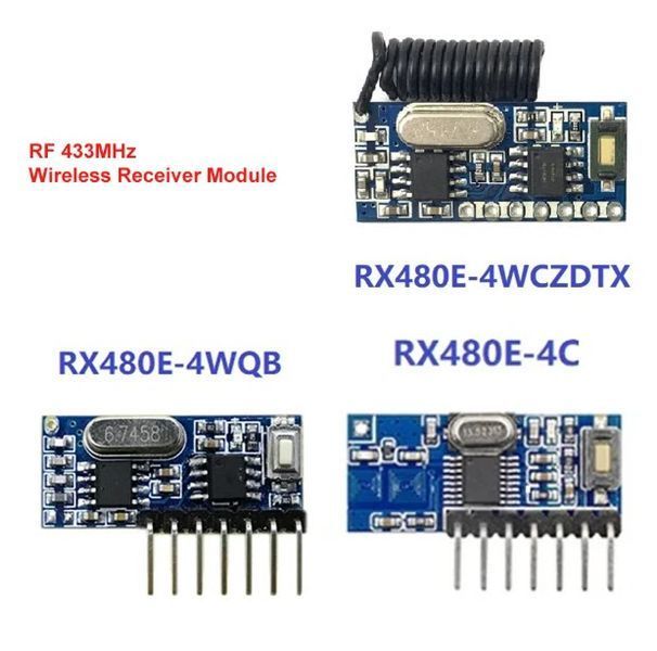 Arduino RX480-E +спиральная антена (RX480Е4 4WCZDTX) 433 MГц 4 канал. Супергетеродин Модуль программируемый обучаемый RF приемник 4-х канальный Wireless 4 Channel RF Receiver 1527 Learning Code Decoder Module For Remote Control  !!! Питание модуля 3,3-5в, 5349-3 фото