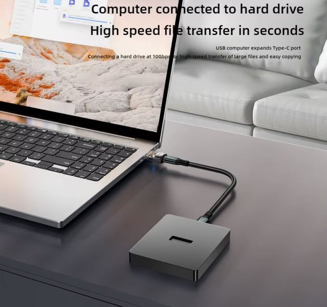 Адаптер USB 3.2 - Type-C 120W быстрая зарядка и передача данных 10 Гбит/с, OTG для Xiaomi Huawei Fast Charging OTG 8281 фото