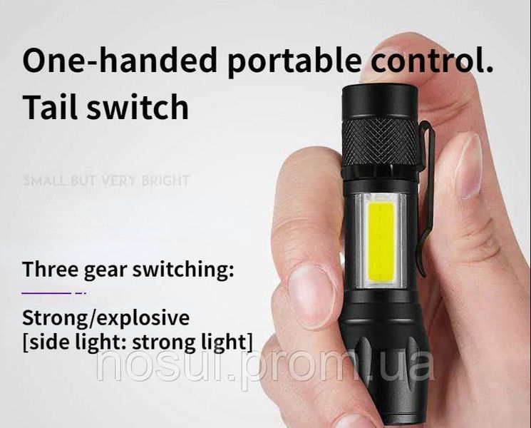 Ліхтар тактичний міні компактний CREE Q5+COB Light 300 LM micro USB вбудована батарея тактичний живлення micro USB 4743-2 фото