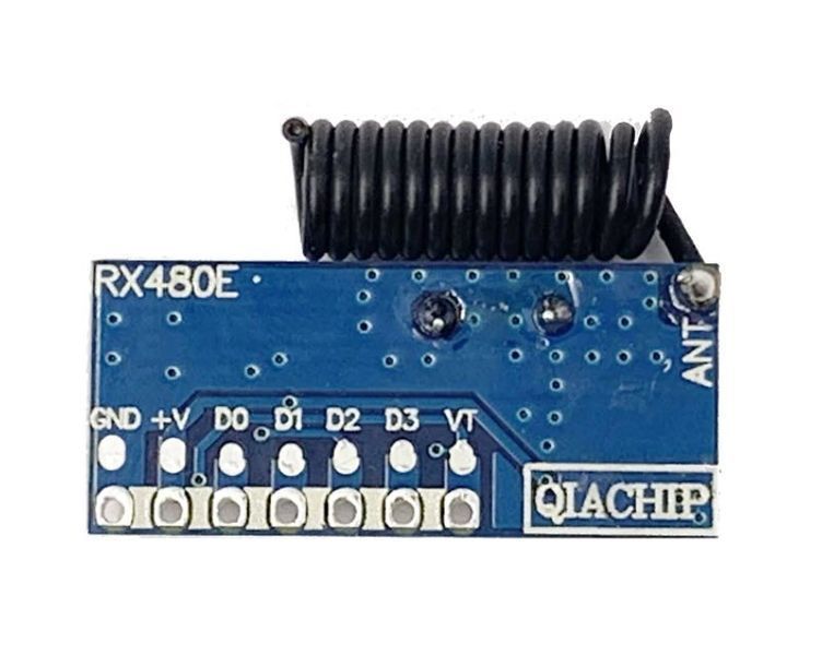 Arduino RX480-E +спиральная антена (RX480Е4 4WCZDTX) 433 MГц 4 канал. Супергетеродин Модуль программируемый обучаемый RF приемник 4-х канальный Wireless 4 Channel RF Receiver 1527 Learning Code Decoder Module For Remote Control  !!! Питание модуля 3,3-5в, 5349-3 фото