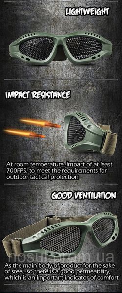 Очки Military Practical Design Grey Lens тактический страйк болл air soft (сетка, цвет оправы - олива) 5257 фото