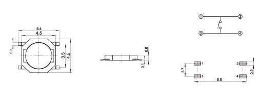 Кнопка тактовая 4 * 4 * 0.8 мм 4pin DIP SMD микропереключатель телефон сигнализация брелок remote control Tact 4358 фото