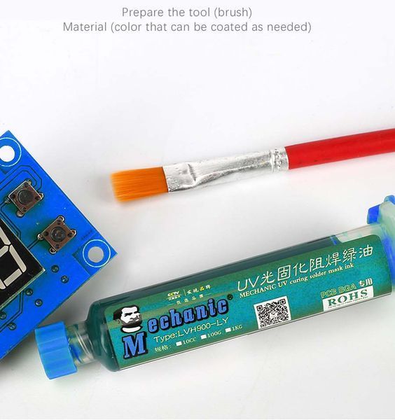 SFDER UV PCB BGA лак ізоляційний аналог MECHANIC LY-UVH900 в шприці, 10 ml (Синій) 6049 фото