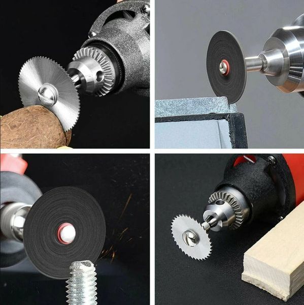 Набір Dremel відрізних дисків (31 шт., 16...50 mm + 5 валів) алмазні, швидкорізальні HSS і абразив для гравера різання металу, дерева, каменю, ПВХ 8282 фото