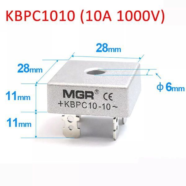 KBPC1010 (10A 1000V) міст діодний Diode Bridge Rectifier перетворювач змінного струму в постійний 7772 фото