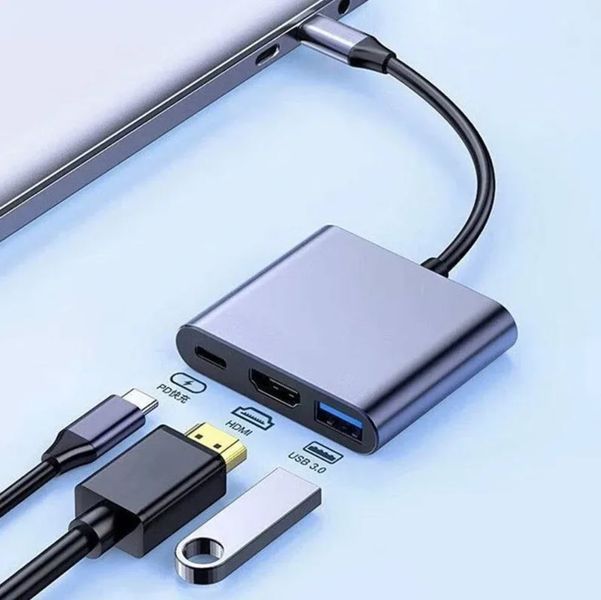 3-в-1 USB-C PD HDMI Hub 4K FullHD 1080i виведення відео з телефону на ТБ/монітор HDMI-сумісний розгалужувач ЮЗБ 3.0 док-станція дл 8193 фото