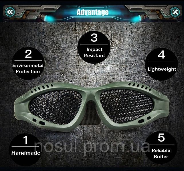 Очки Military Practical Design Grey Lens тактический страйк болл air soft (сетка, цвет оправы - олива) 5257 фото