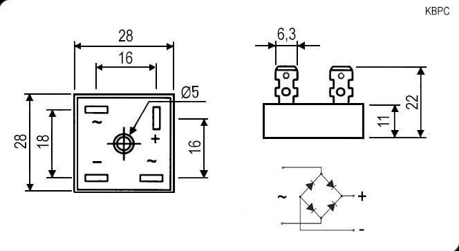 KBPC1010 (10A 1000V) міст діодний Diode Bridge Rectifier перетворювач змінного струму в постійний 7772 фото
