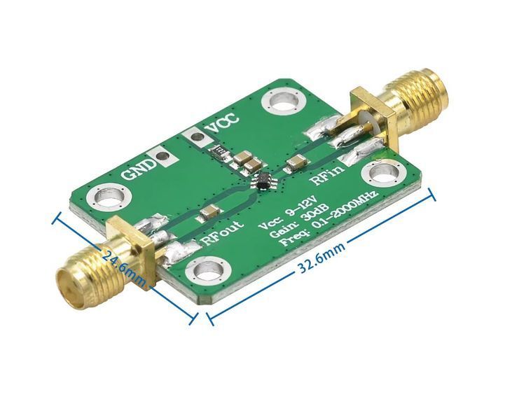 Высокочастотный широкополосный усилитель 0.1-2000 МГц 30dB с высоким коэффициентом усиления 30 дБ и низким уровнем шума (LNA) для разработчиков DIY Frequency HAM RF amplifier Wideband LNA Высокопроизводительный широкополосный радиочастотный усилитель, раз 7837-3 фото