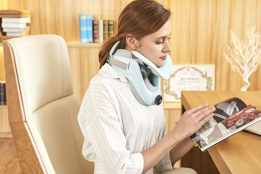E-03 Cervical Traction Device Бандаж корсет комір для шийного відділу з фіксацією підборіддя Air sac Adjusta 8007 фото