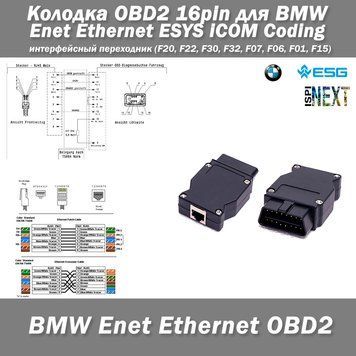 Колодка OBD2 16Pin для BMW Enet Ethernet ESYS iCOM Coding інтерфейсний перехідник (F20, F22, F30, F32, F07, F06, F01, F15) 5628 фото