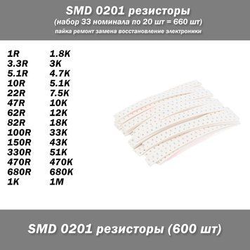 SMD 020-гумтори (набір 33 номіналу по 20 шт = 660 шт) паяння ремонт заміни відновлення електроніки 7974 фото