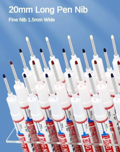 GN906 Long NIB Marker 20 мм (колір: БІЛИЙ) маркер водонепроникний із довгим наконечником для глибоких отворів (20 мм) для металу Водонепроникний маркер для нанесення розміток у важкодоступних місцях, як-от глибокі отвори та вузькі заглиблення.&nbsp; Завдяки по 8100-2 фото
