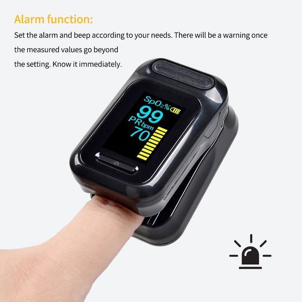 Пульсометр SH-C8 0LED пульсоксиметр CE ISO Blood Oxygen (чорний у кейсі) Monitor Heartbeat Monitor 5532 фото