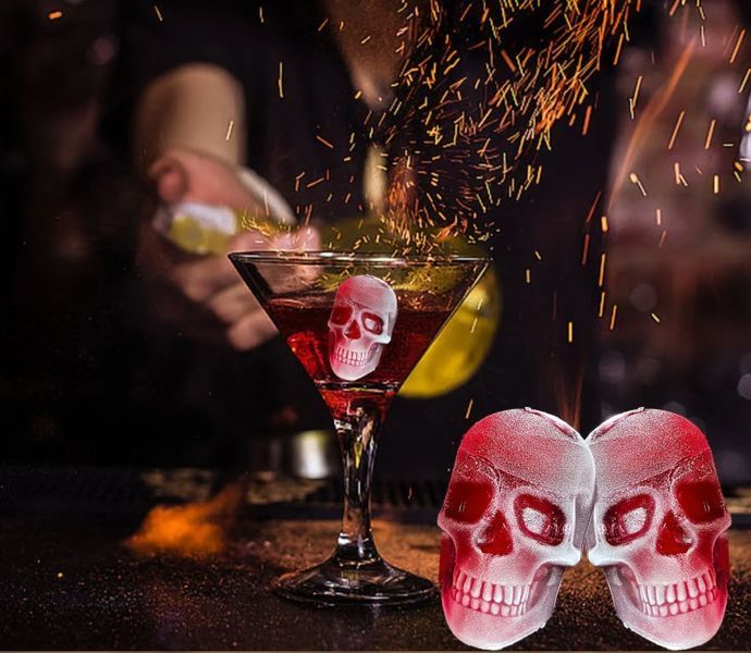 Форма для льоду у формі різних черепів Skull "10 черепків" (силікон) 220*110*23 мм 8216 фото