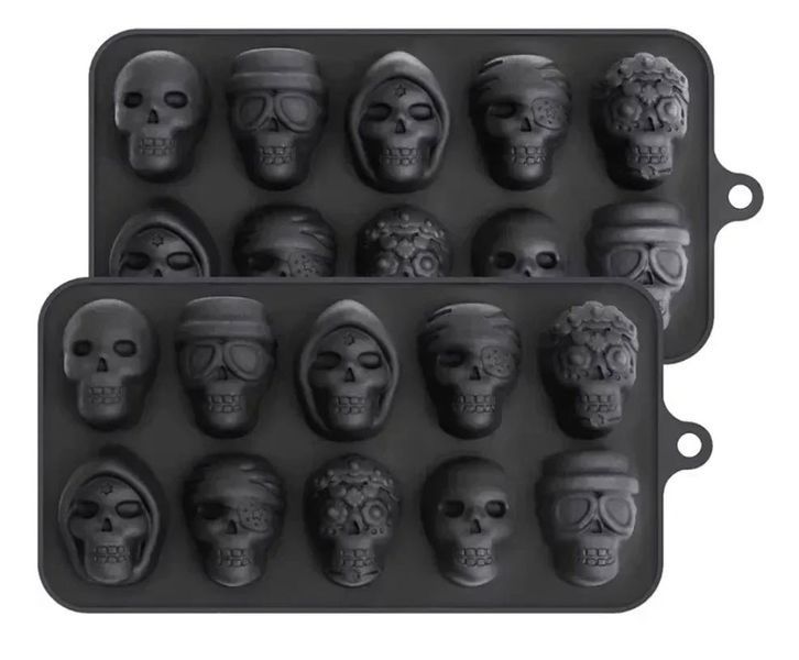 Форма для льоду у формі різних черепів Skull "10 черепків" (силікон) 220*110*23 мм 8216 фото