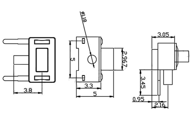 Кнопка тактова 3*6*4.3 мм (бічні контакти) SMD Мікроперемикач 3 х 6 х 4,3 mm SMD 5253 фото