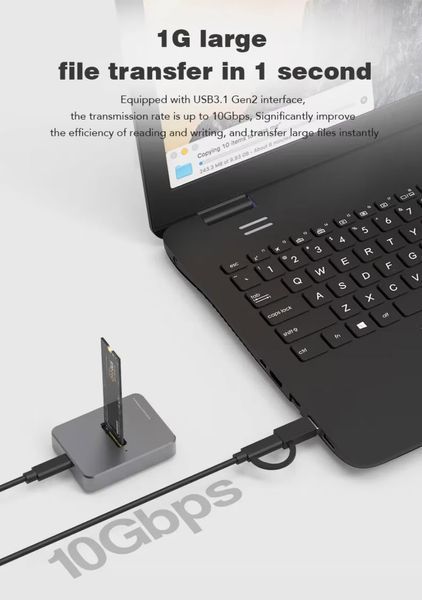 Blueendless SD01 док-станция для ССД M.2 NGFF Sata SSD - USB Type-С Enclosure Docking Station Kecepatan Tinggi 7434 фото