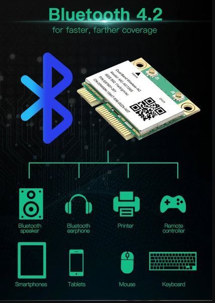 Мережева карта MC-AC7265 Mini PCI-E Wi-fi 802.11 ас (2.4 ГГц/5 ГГц) Bluetooth 4.2 бездротовий адаптер модуль для ноутбука та ПК 8279 фото