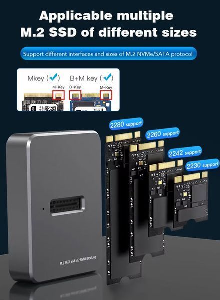 Blueendless SD01 док-станция для ССД M.2 NGFF Sata SSD - USB Type-С Enclosure Docking Station Kecepatan Tinggi 7434 фото