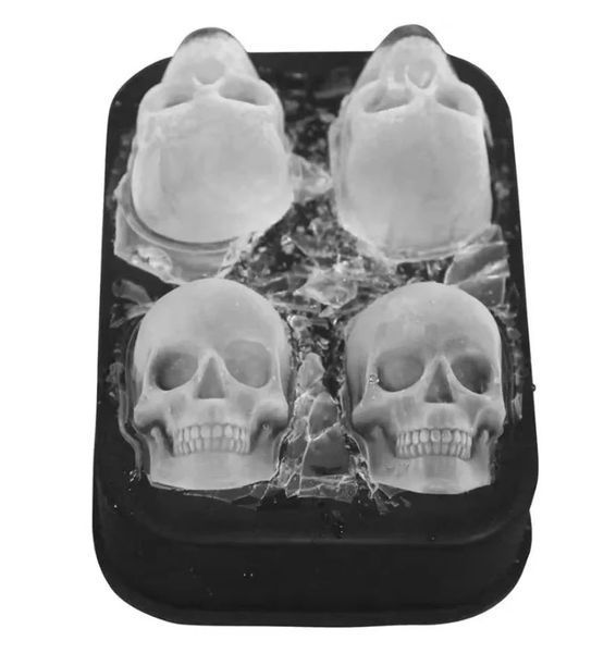 Форма для льоду у формі різних черепів Skull "Великі 4 черепи" (силікон) 115*85*45 мм 8216-2 фото
