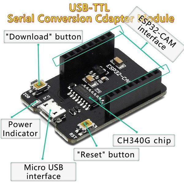 ESP32-CAM-MB micro USB TTL плата программирования база материнская downloade на чипе CH340G (под установку ESP 7352 фото