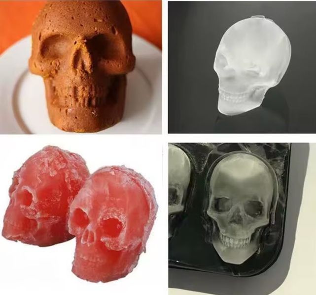 Форма для льоду у формі різних черепів Skull "Великі 4 черепи" (силікон) 115*85*45 мм 8216-2 фото