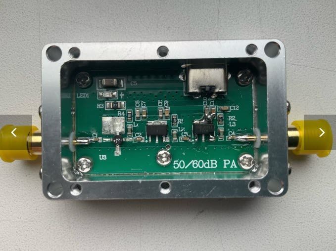 Усилитель антенный (диапазон 10 MHz...6 GHz) 40DB дБ разъем SMA female питание USB алюминиевый корпу 7837-4 фото