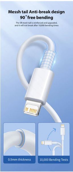 Кабель PD USB Fast Charging Type-C - Lighting (1 м) 30W Cable For Apple iPhone/iPad/iPod 13 12 11 14 Pro Max X 8015 фото