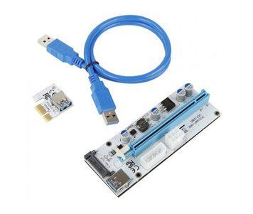 PCE164P-N06 ver. 008S райзер універсальний PCI-E 1х &mdash; PCIE 16x (1X 4x 8x) USB 3.0 живлення 4 pin Molex 6 pin 5432 фото