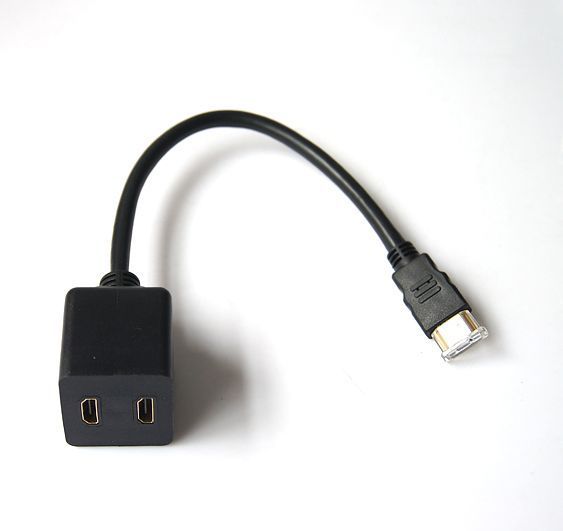 Сплітер HDMI тато 1х вхід male мама 2х вихід female (1 in -> 2 out) adapter HDTV splitter dual 0985 фото
