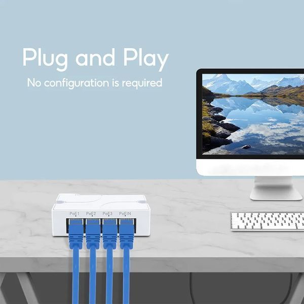 AT13F DIN PoE 4 port HUB 44...57 V (30W) 10/100 Мбіт/с IEEE 802.3 af/at хаб подовжувач спліттер репітер 10100 Mb (4 порт RJ45) пла 7478 фото