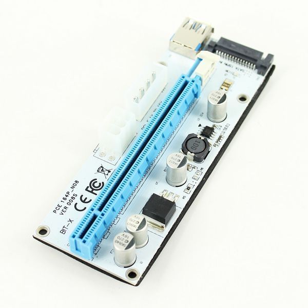 PCE164P-N06 ver. 008S райзер универсальный PCI-E 1х - PCIE 16x (1X 4x 8x) USB 3.0 питание 4 pin Molex 6 pin 5432 фото