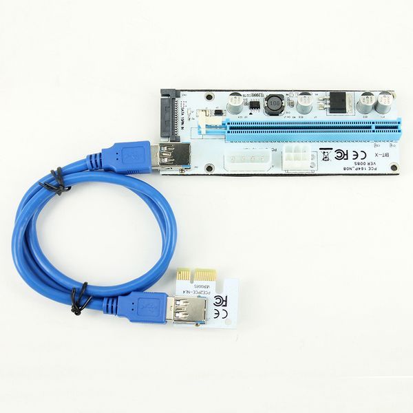 PCE164P-N06 ver. 008S райзер универсальный PCI-E 1х - PCIE 16x (1X 4x 8x) USB 3.0 питание 4 pin Molex 6 pin 5432 фото