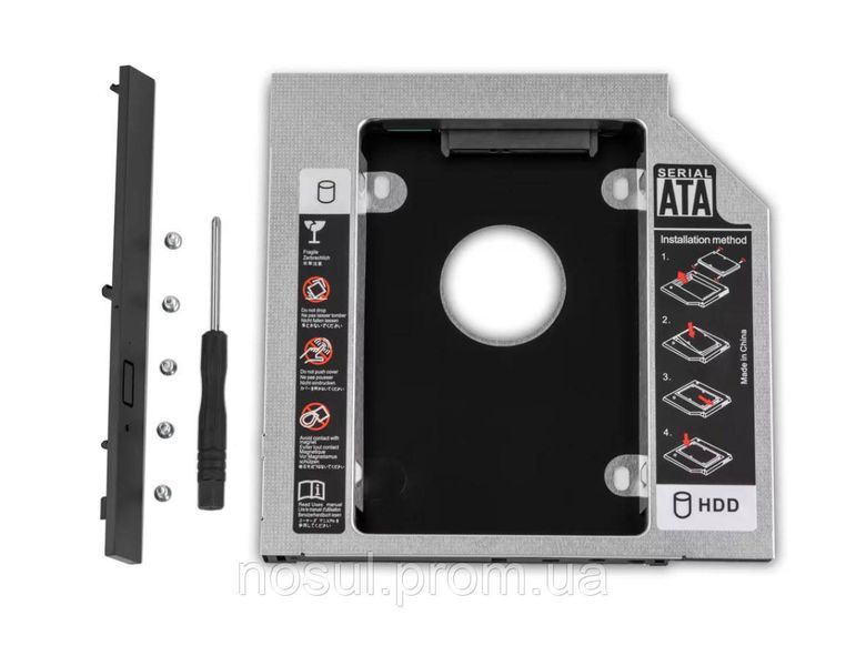 Caddy 12,7 мм замена DVD на HDD (SATA - SATA) алюминий, Адаптер жесткого диска для ноутбука CD DVD-ROM Optibay 0600-2 фото