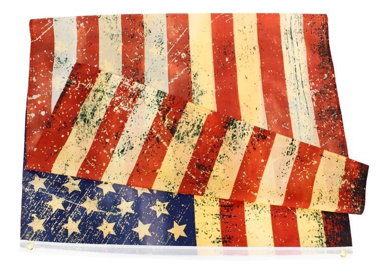 Декоративний прапор у вінтажному стилі "Old Antiqued American US Flag" (150*90 см) люверси для кріплення на флагштоку 6638 фото