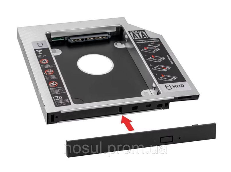 Caddy 12,7 мм замена DVD на HDD (SATA - SATA) алюминий, Адаптер жесткого диска для ноутбука CD DVD-ROM Optibay 0600-2 фото
