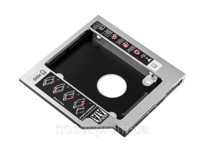Caddy 12,7 мм замена DVD на HDD (SATA - SATA) алюминий, Адаптер жесткого диска для ноутбука CD DVD-ROM Optibay 0600-2 фото