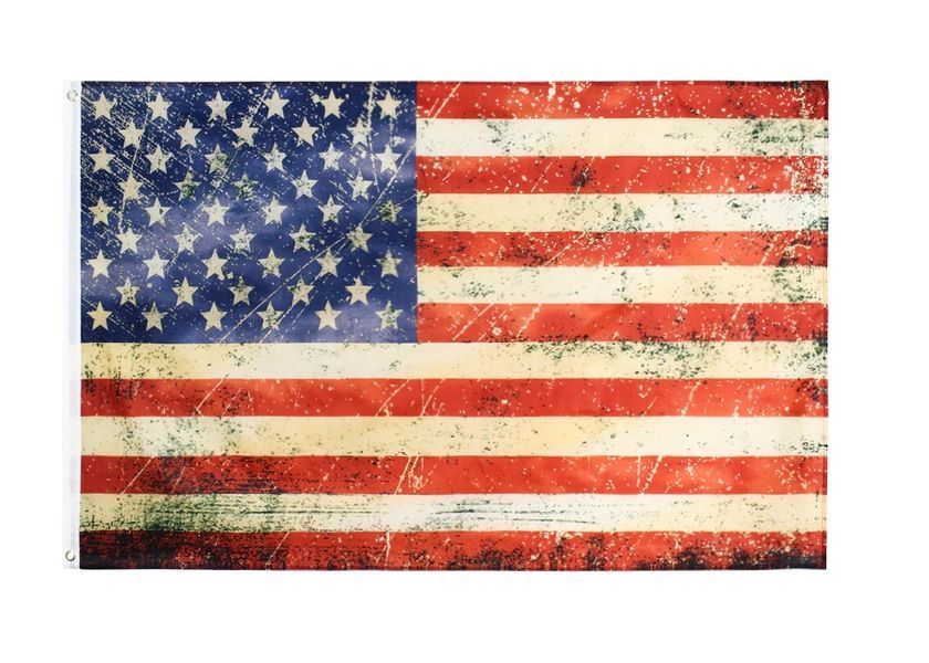 Декоративний прапор у вінтажному стилі "Old Antiqued American US Flag" (150*90 см) люверси для кріплення на флагштоку 6638 фото