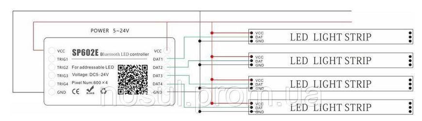 SP602E музичний контролер із пультом ДК для LED освітлення 4-канальний (для адресних стрічок і панелей WS2811, 6507 фото