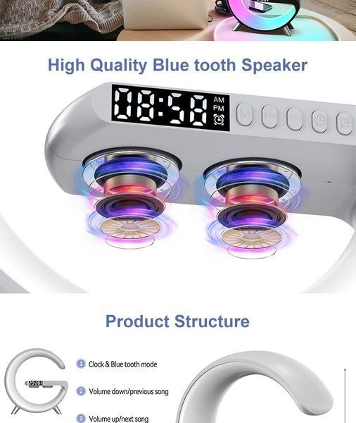 Багатофункціональна настільна лампа-нічник RGB 10 W HappyLight G-Smart Light Sound Machine з бездротово 7739 фото