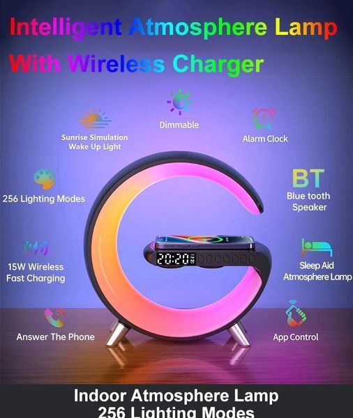 Багатофункціональна настільна лампа-нічник RGB 10 W HappyLight G-Smart Light Sound Machine з бездротово 7739 фото