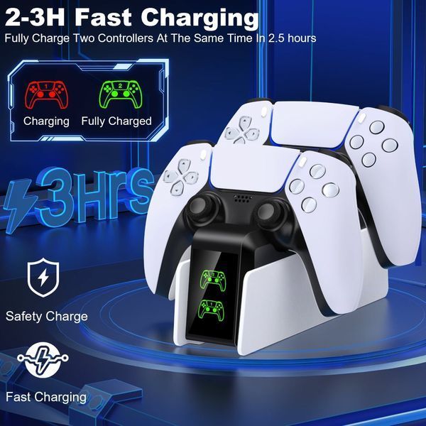 FC400-AE док станция двойная быстрая зарядка контроллеров PS5 ЗУ джойстиков PS5 (2 шт) Dual Fast Charger  Wire 8191 фото